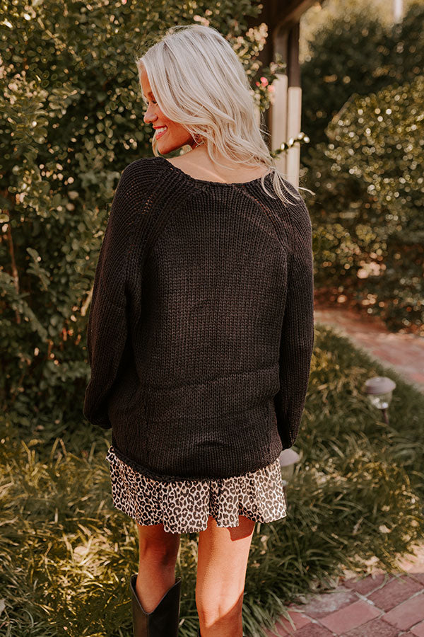 Cozy A La Mode Knit Sweater in Black