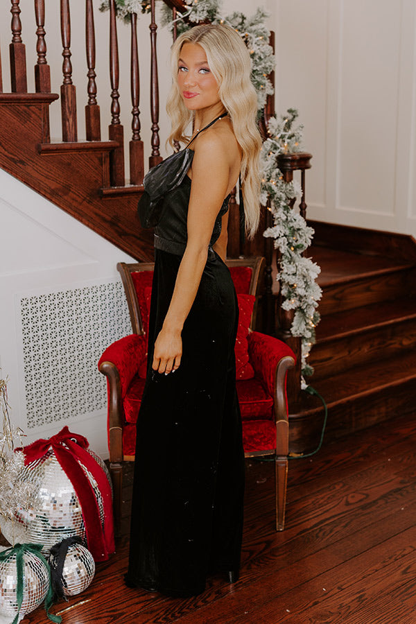 Holiday Party Velvet Jumpsuit in Black S / Black Holiday Party Velvet Jumpsuit in Black S / Black