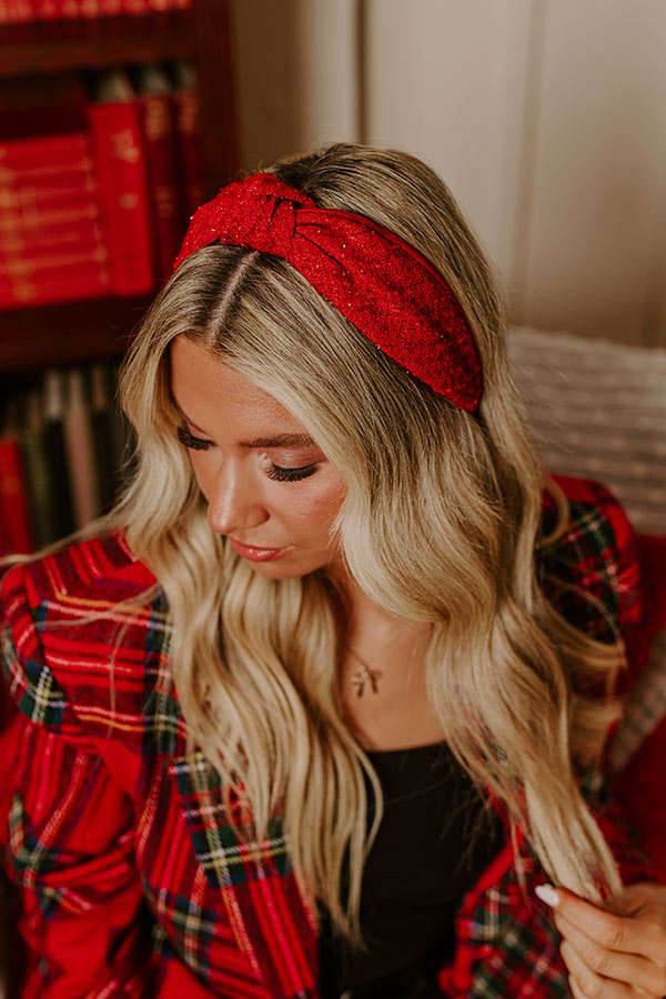 Holiday Harmony Tweed Headband in Red