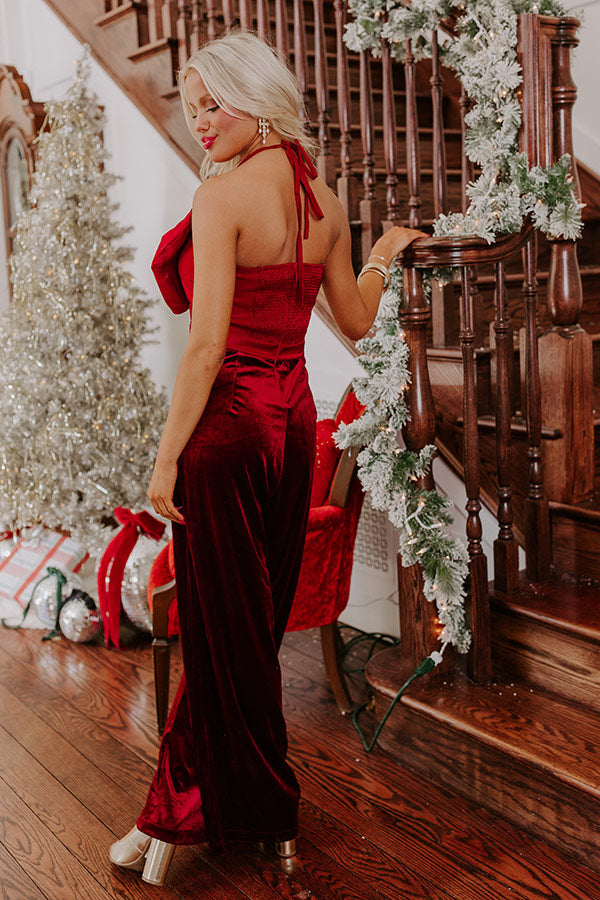 Holiday Party Velvet Jumpsuit in Wine M / Wine