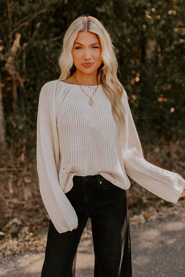 Cozy A La Mode Knit Sweater in Cream