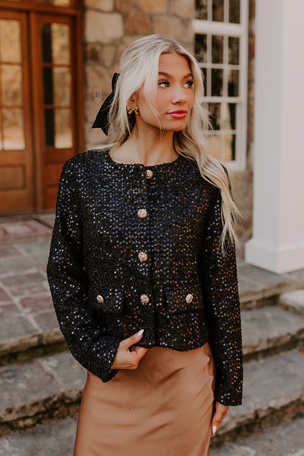 Subtle Shine Sequin Jacket in Black