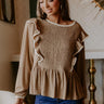 Exclusive Party Ruffle Top in Taupe Image - 1