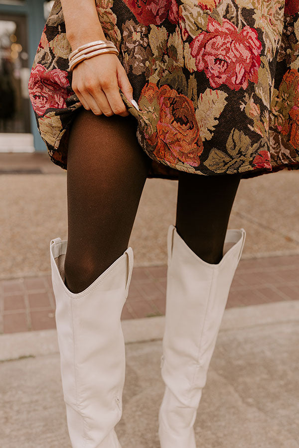 white dress brown tights Mini dress with contrasting details and back decoration :: LICHI
