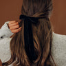 The Alice Long Velvet Bow Hair Clip in Black Image - 1