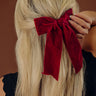 The Bailee Velvet Bow Hair Clip in Wine Image - 1