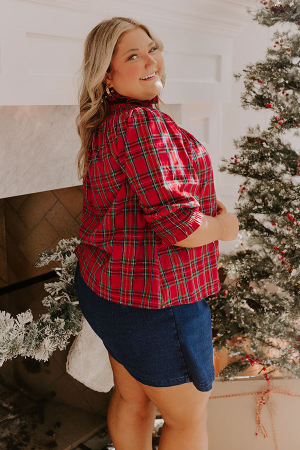 Holiday Harmony Smocked Plaid Top Curves   