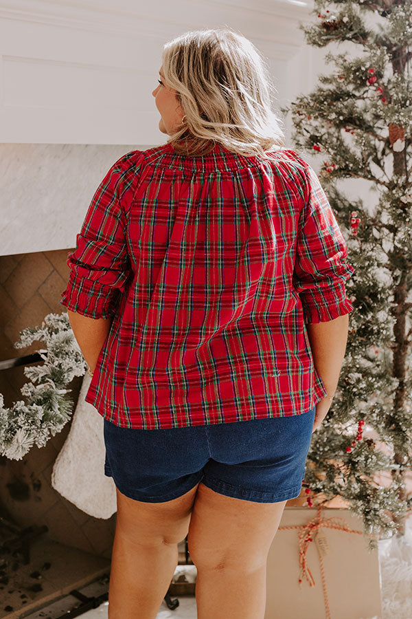 Holiday Harmony Smocked Plaid Top Curves   