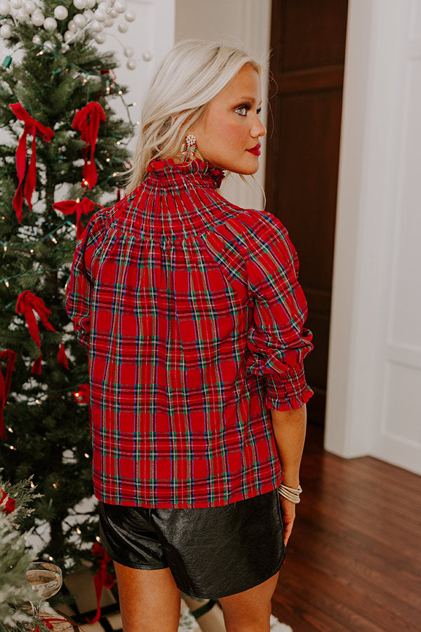 Holiday Harmony Smocked Plaid Top   