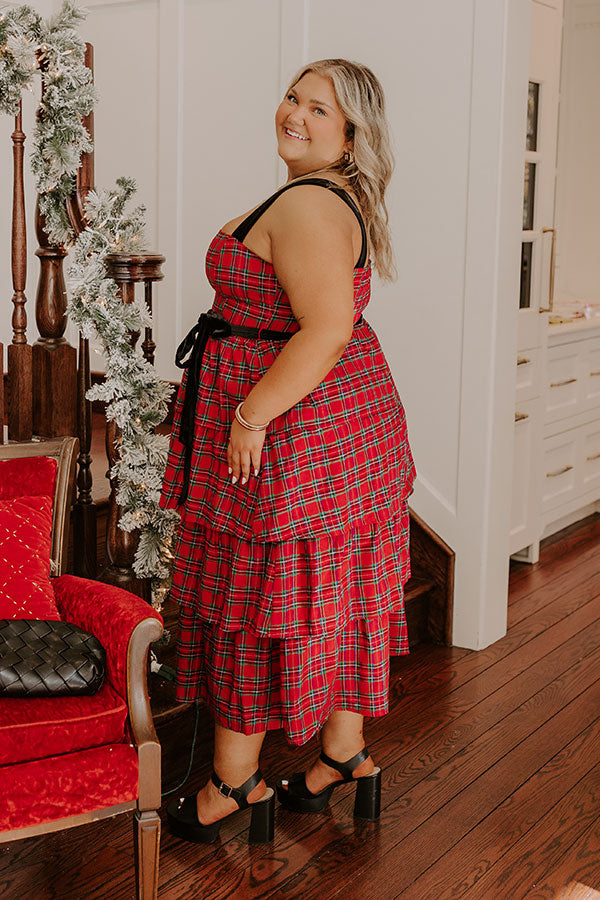 Holiday Harmony Plaid Tiered Midi Curves   