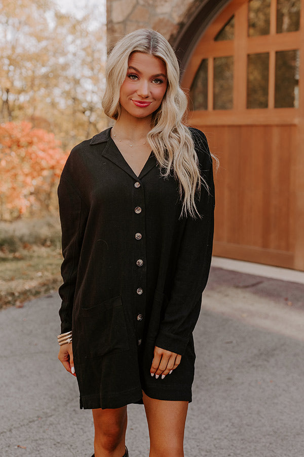 Afternoon Escape Linen-Blend Mini Dress in Black S / Black Afternoon Escape Linen-Blend Mini Dress in Black S / Black