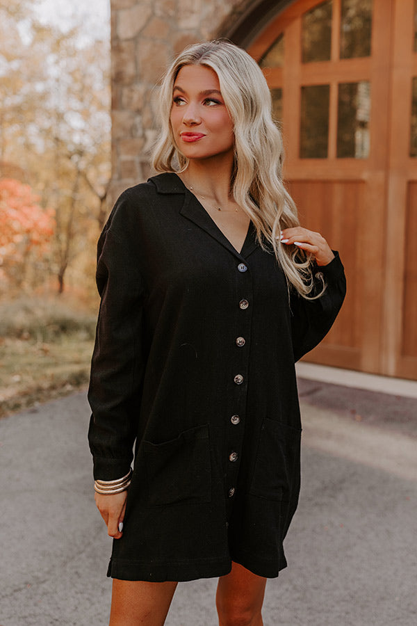Afternoon Escape Linen-Blend Mini Dress in Black S / Black Afternoon Escape Linen-Blend Mini Dress in Black S / Black