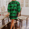 dress that's floral, long sleeve, and green