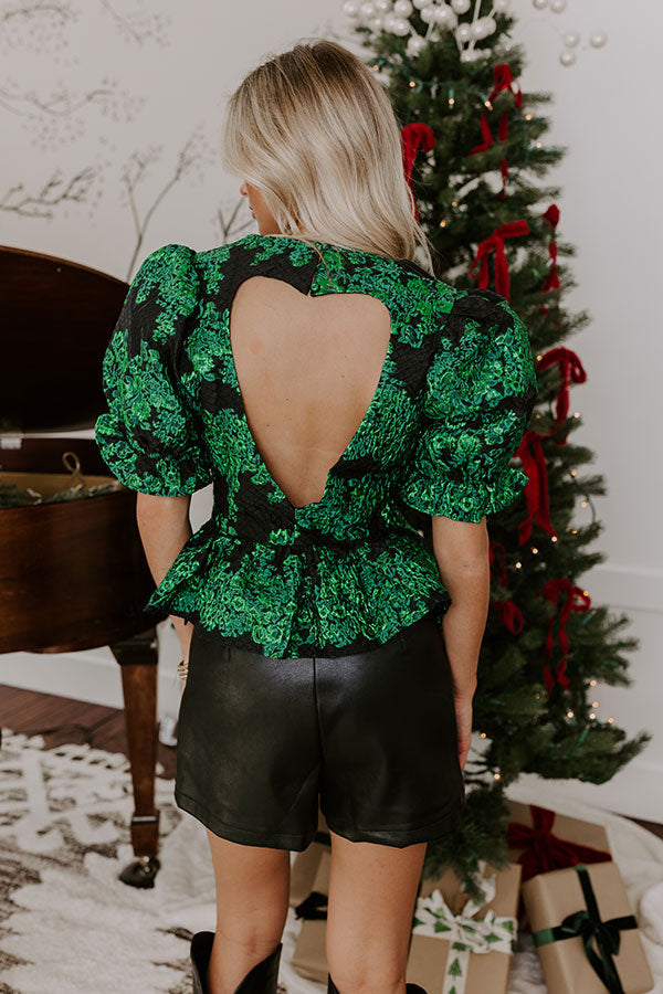 Glistening Garland Jacquard Peplum Top