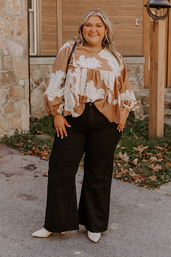 Always In Style Floral Top in Camel Curves