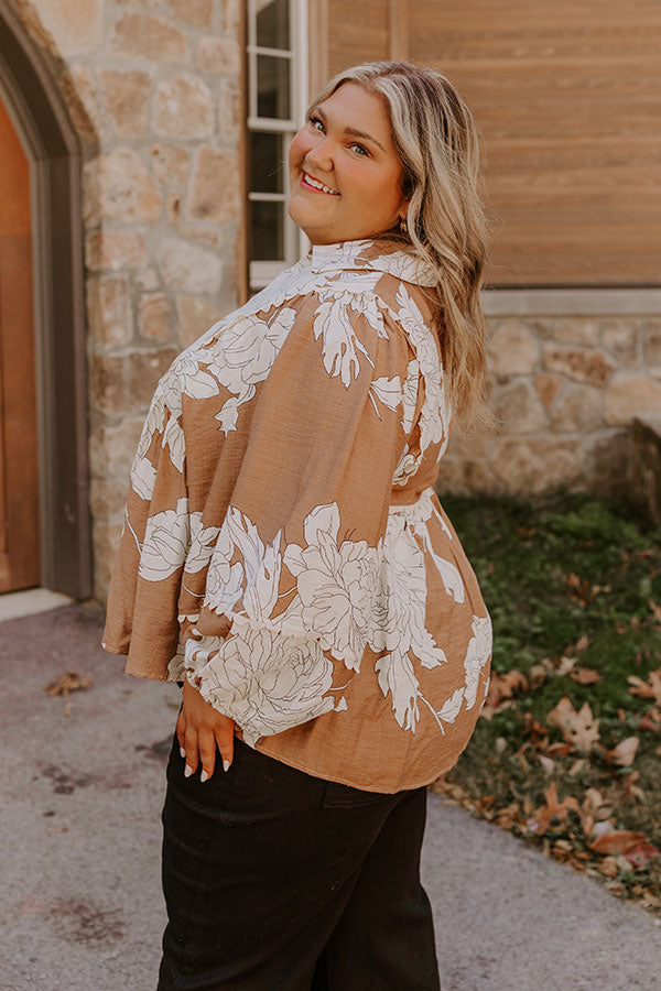 Always In Style Floral Top in Camel Curves