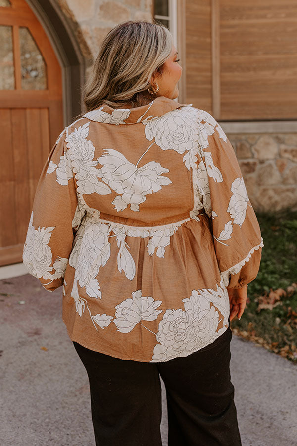 Always In Style Floral Top in Camel Curves