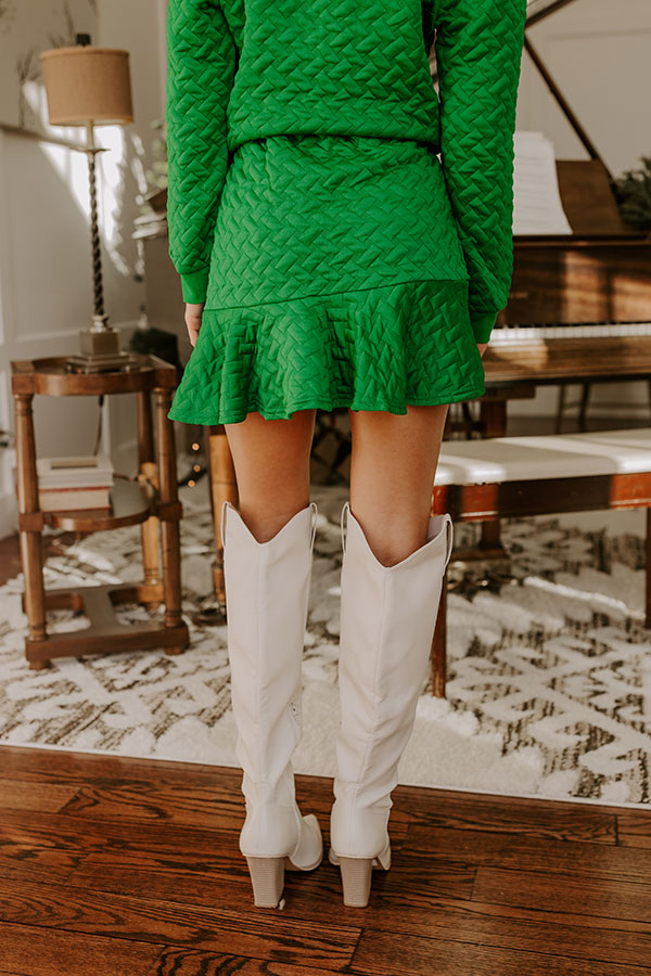 Holiday Cocktails High Waist Quilted Mini Skirt