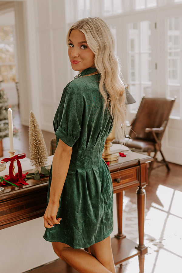 Cue The Cocktails Corduroy Mini Dress in Hunter Green Cue The Cocktails Corduroy Mini Dress in Hunter Green