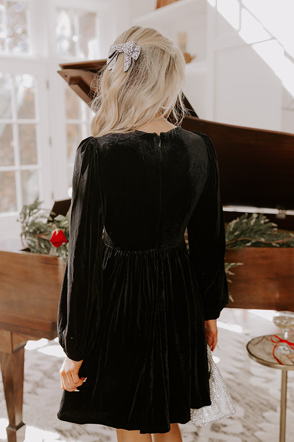 Bows And Kisses Velvet Mini Dress in Black Bows And Kisses Velvet Mini Dress in Black