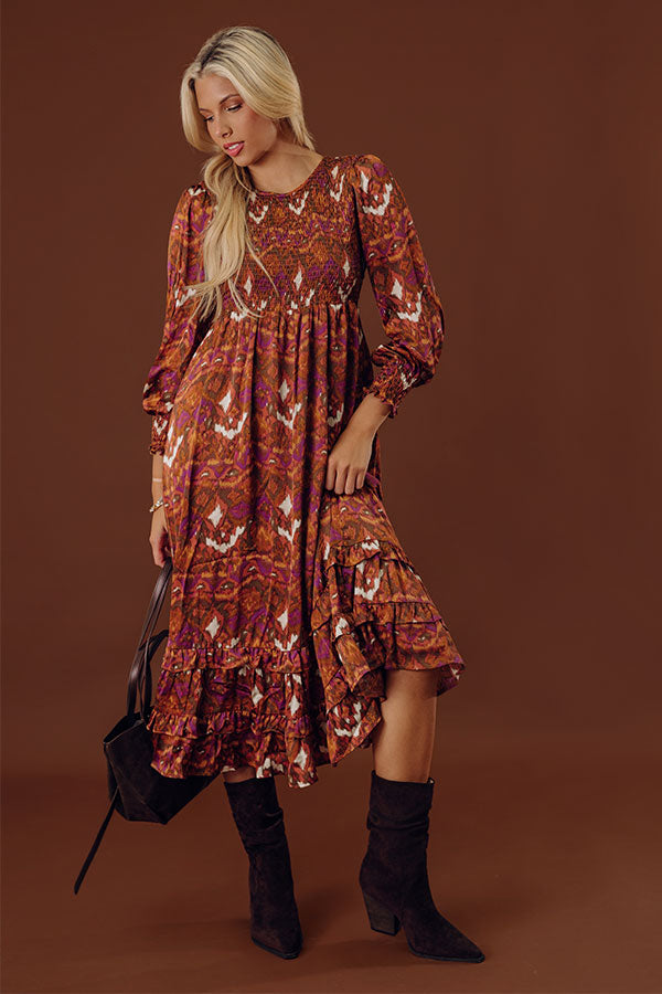 Harvest Hues Satin Midi Image - 1