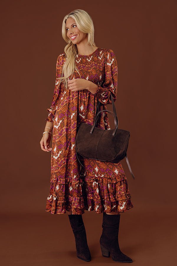 Harvest Hues Satin Midi Image - 2