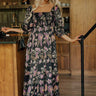 Autumn Encounters Satin Floral Maxi Dress Image - 1