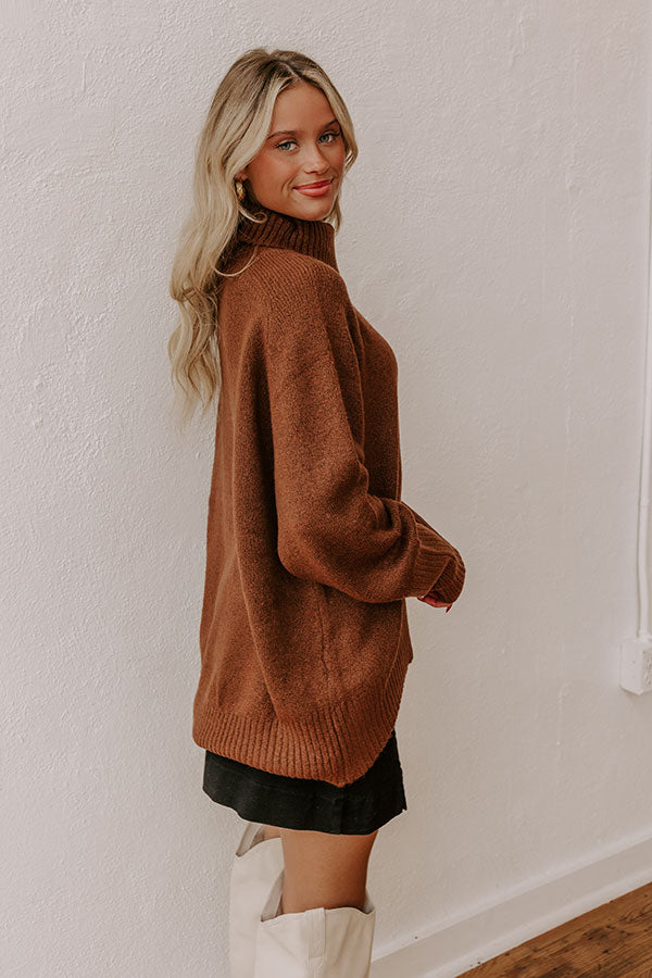 Fireside Cozy Knit Sweater in Chocolate