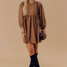 Vermont Stroll Stripe Mini Dress in Mocha Image - 1