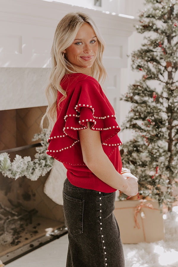 Social Hour Pearl Embellished Top