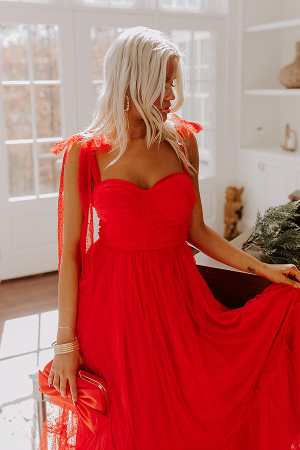 Twirls Around The Room Tulle Midi in Red S / Red Twirls Around The Room Tulle Midi in Red S / Red