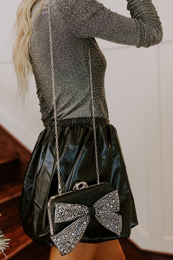 Simply Grand Rhinestone Embellished Clutch in Black