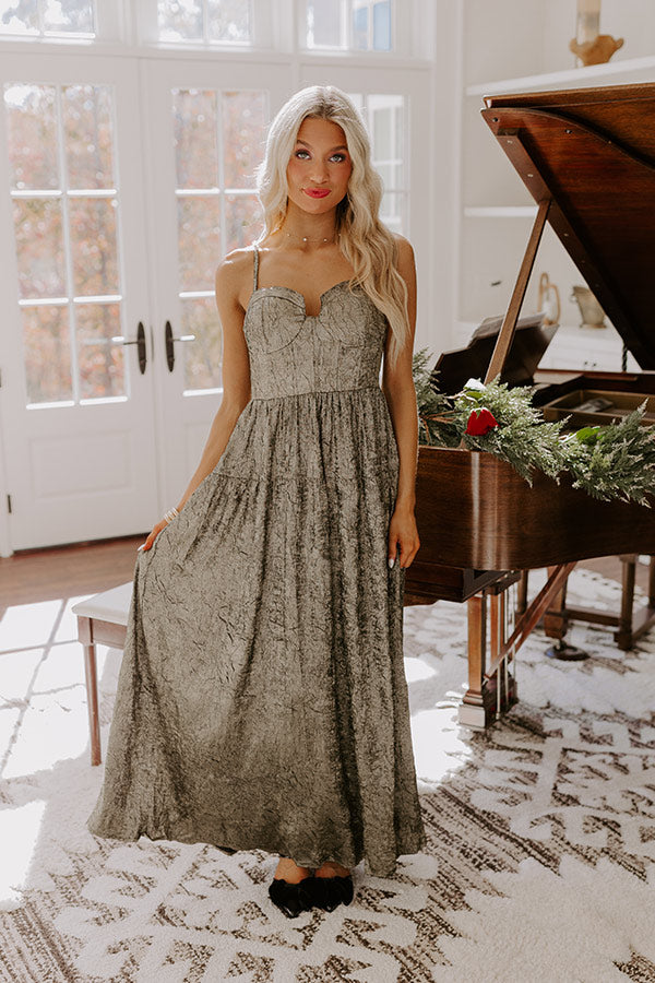 Midnight In Paris Metallic Maxi Dress L / taupe Midnight In Paris Metallic Maxi Dress L / taupe