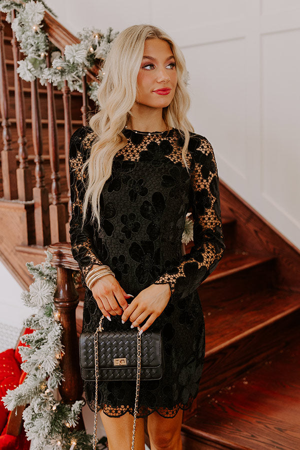 Twilight Moment Velvet Crochet Mini Dress Twilight Moment Velvet Crochet Mini Dress