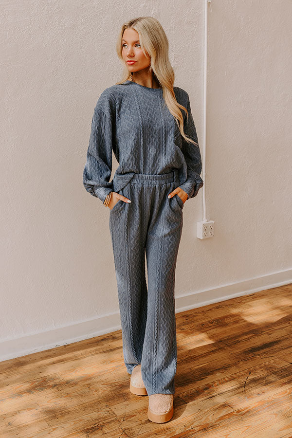 Fireside Cozy High Waist Cable Knit Pants