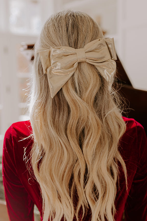 Golden Glow Bow Hair Clip