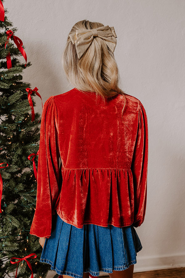 Chic Lifestyle Front Tie Velvet Top in Scarlet