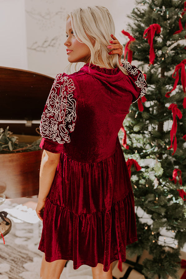 Charmed Moments Velvet Mini Dress in Wine