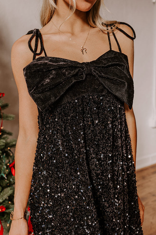 Sweet Surprise Velvet Sequin Mini Dress in Black