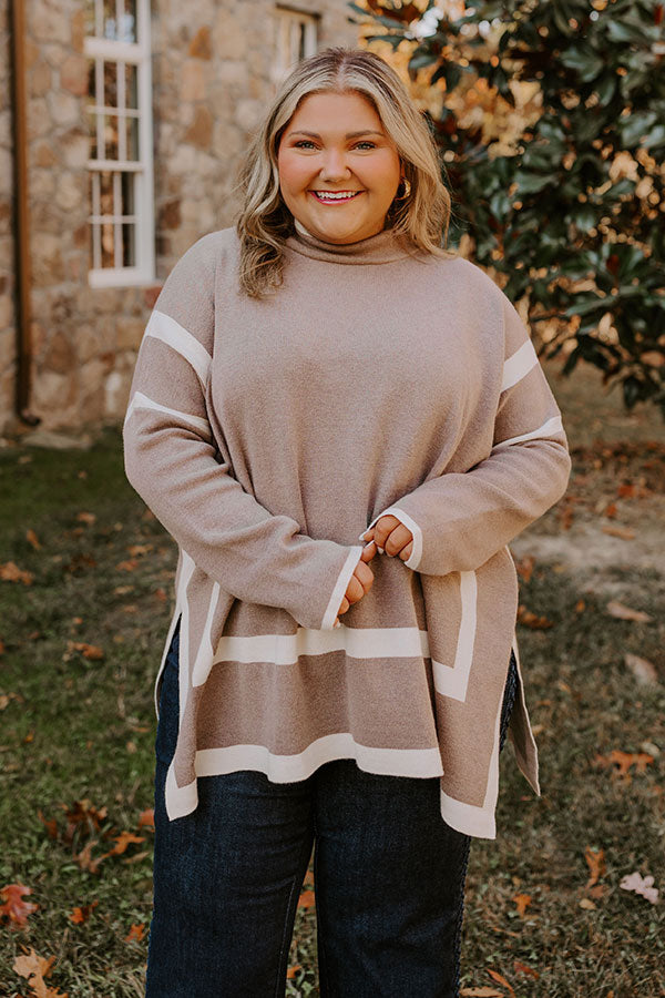 Cafe Meet Up Sweater Top in Taupe Curves