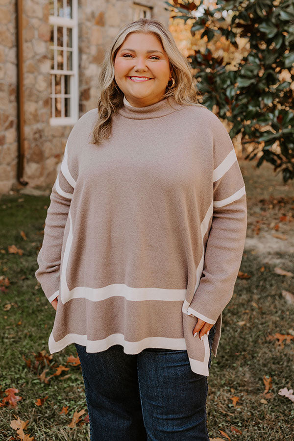 Cafe Meet Up Sweater Top in Taupe Curves