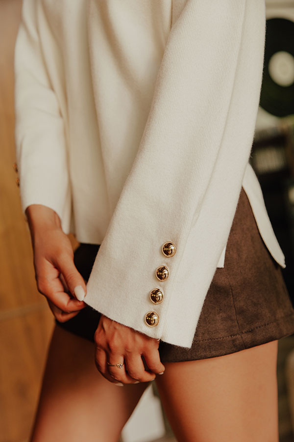 Coffee Shop Cutie Knit Sweater Top in Cream Image - 2