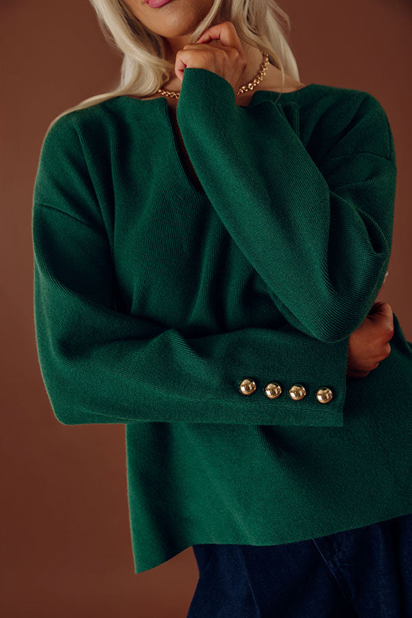 Coffee Shop Cutie Knit Sweater Top in Hunter Green Image - 2