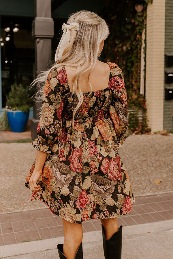 Mulled Wine Floral Knit Mini Dress