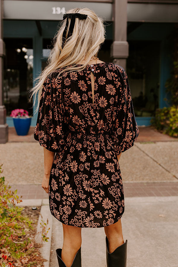 Paris Nights Floral Velvet Mini Dress