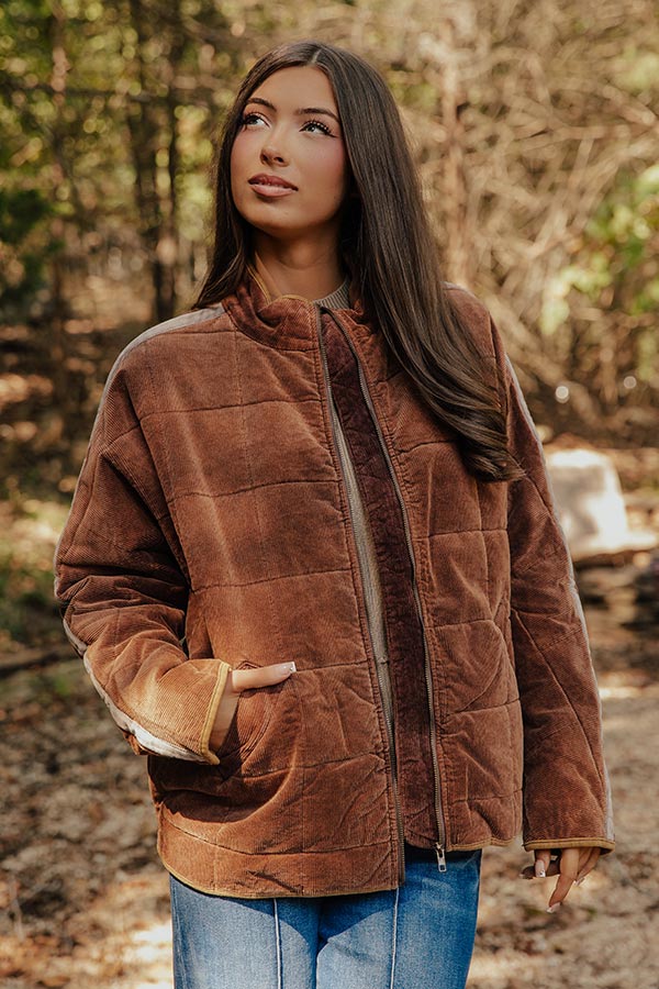 Cozy Moment Corduroy Jacket in Chocolate Image - 2