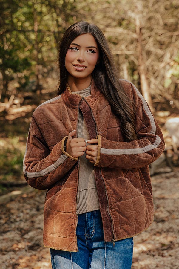 Cozy Moment Corduroy Jacket in Chocolate Image - 1