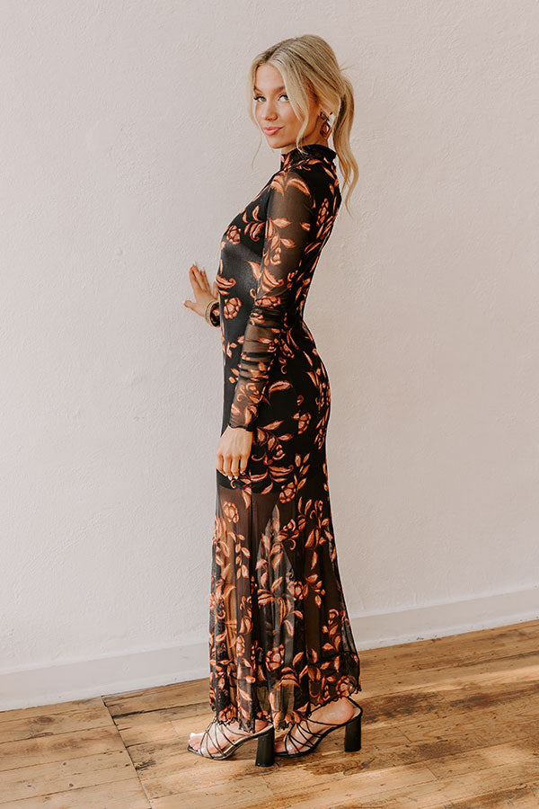 City Nights Floral Mesh Maxi Dress