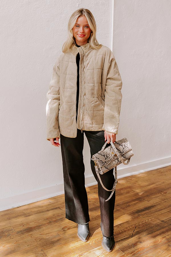 Cozy Moment Corduroy Jacket in Warm Taupe