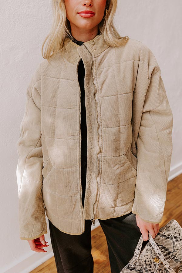 Cozy Moment Corduroy Jacket in Warm Taupe